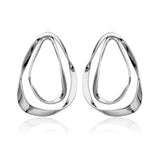 STEELX Stainless Steel Large Crinkled Teardrop Hoops Earrings - 32x40mm