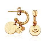 STEELX Stainless Steel Gold Ion Plated Hammered Multi-disc Open Hoop Studs - 12mm