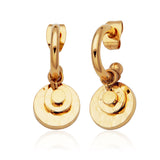 STEELX Stainless Steel Gold Ion Plated Hammered Multi-disc Open Hoop Studs - 12mm
