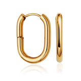 STEELX Stainless Steel Gold Ion Plated Oval Tube Hoops - 23mm
