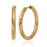 STEELX Stainless Steel Gold Ion Plated Textured Hoops 25mm