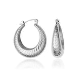 STEELX Stainless Steel Patterned Puffy Hoop Earrings - 17.5mm
