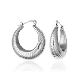 STEELX Stainless Steel Patterned Puffy Hoop Earrings - 17.5mm