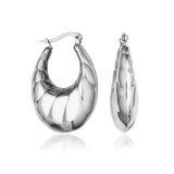 STEELX Stainless Steel Textured Puffy Hoops Earrings - 25mm
