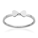 STEELX Stainless Steel Tri-Tone Plated 3 Ring Set Heart/Clover Rings - Size 7