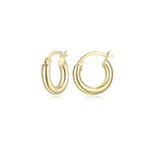 REIGN Sterling Silver Gold Plated 3mm Tube Hoop Earrings - 15mm