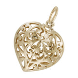 REMBRANDT Sterling Silver Gold Plated Filigree Heart Charm